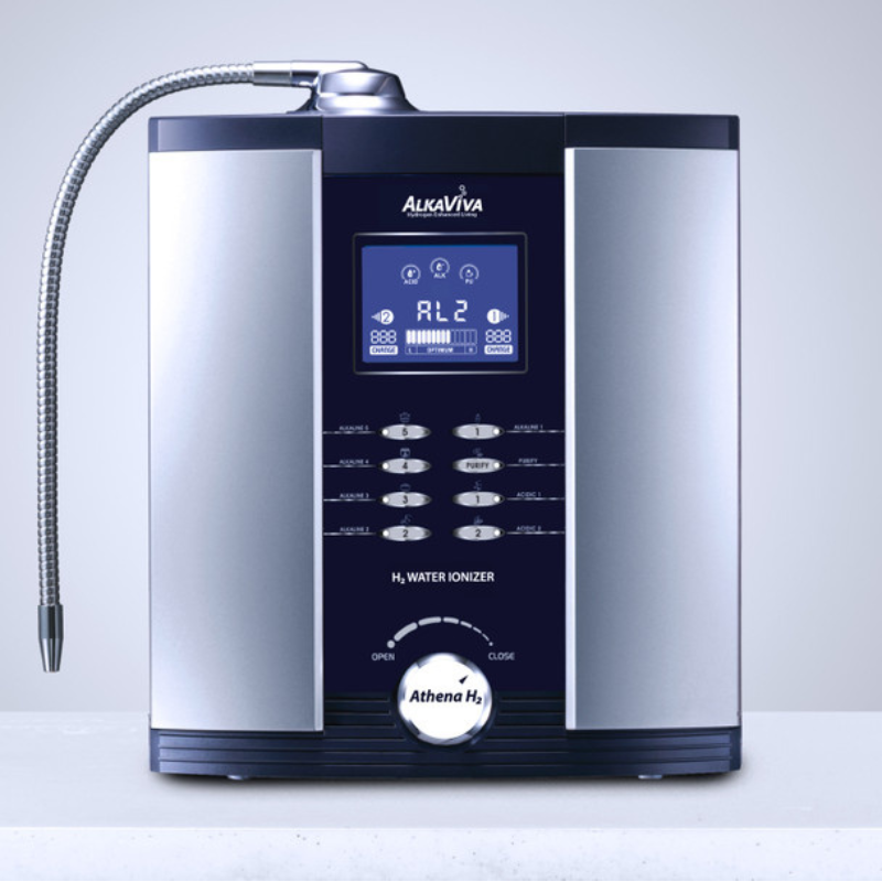Alkaviva Athena H2 Hydrogen water ionizer in grey background