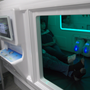 Hyperbaric chamber in clinic with patient inside 