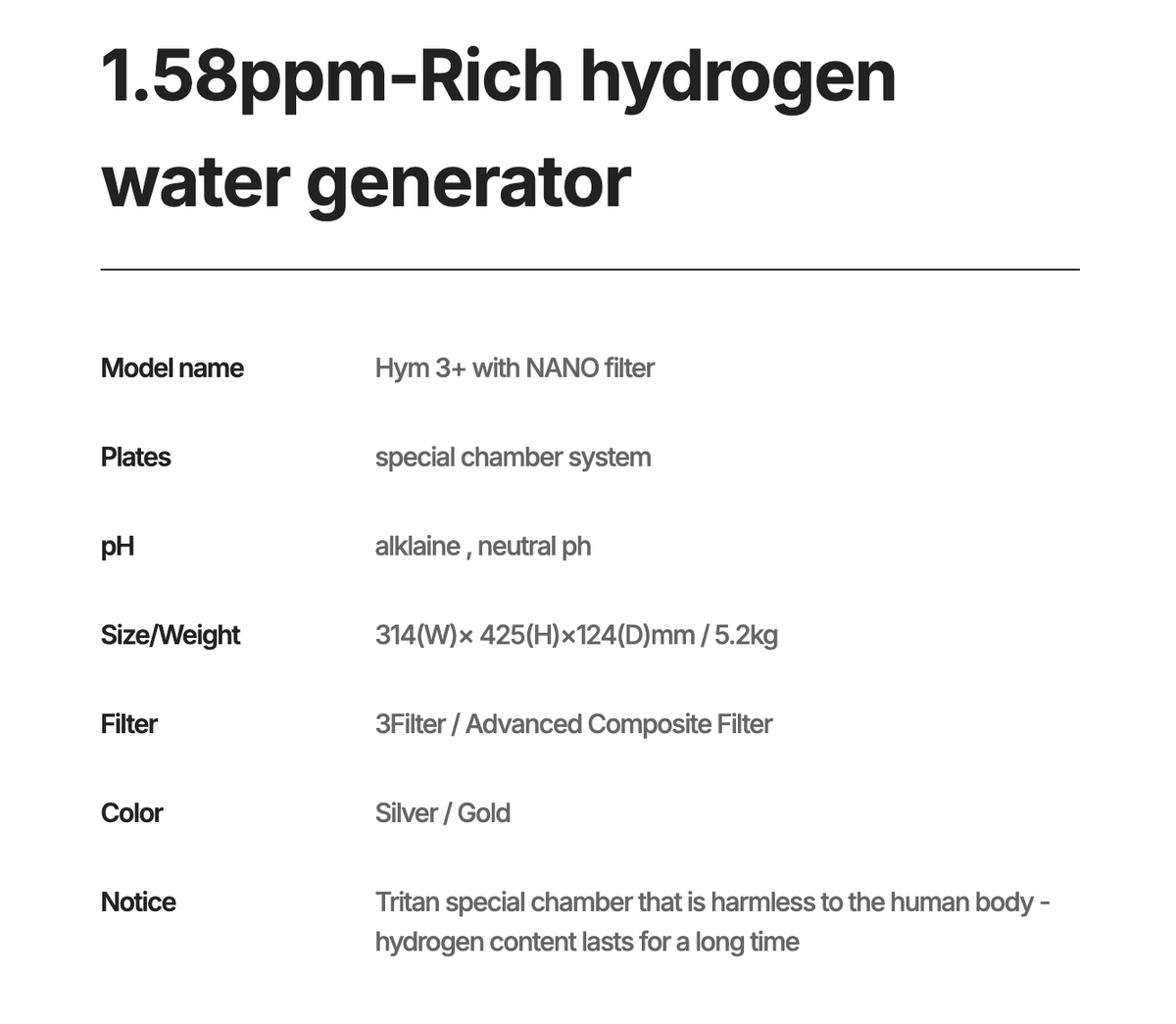 Premium Hydrogen Water Generator System
